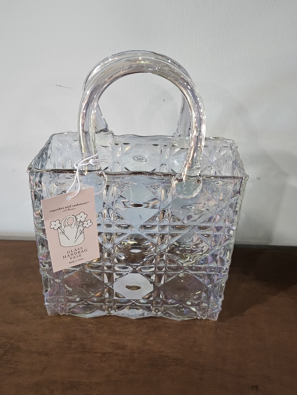 Cupcakes and Cashmere Clear Iridescent Glass Decorative Vase